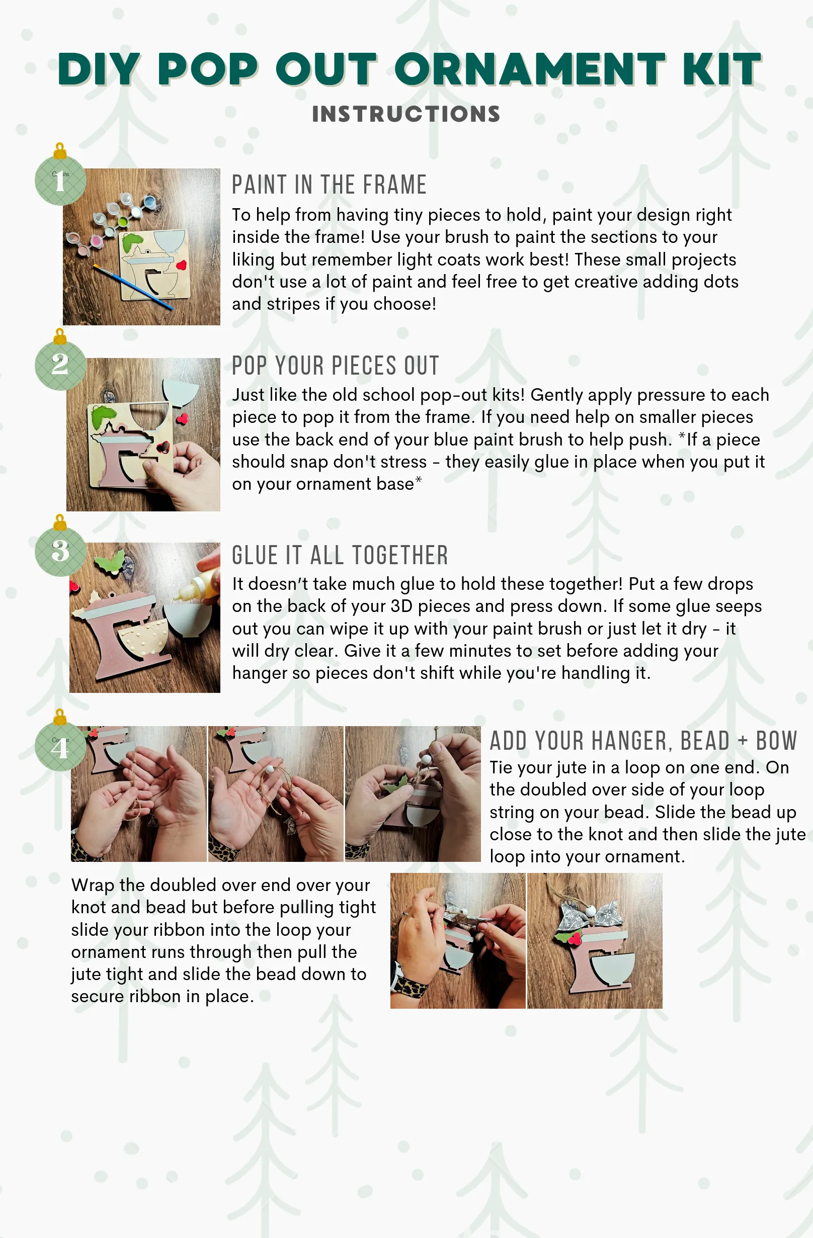DIY ornament kit instructions sheet